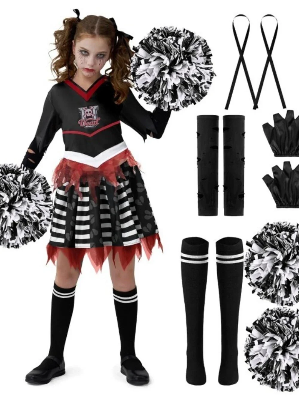 Girl's Zombie Cheerleader Costume Size Medium 8-10